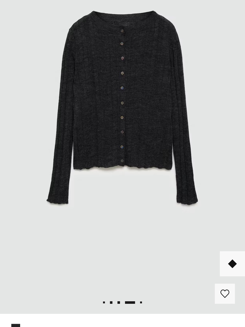 Mango Dark Grey Ribbed Knit Button-Front Cardigan - Picture 3 of 9